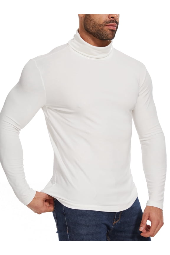 Mens Mock Turtleneck Sweater Long Sleeve Basic Tops Slim Fit Knitted Pullover Base Layer