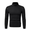 thumbnail image 1 of Mens Mock Turtleneck Sweater Long Sleeve Solid Color T-Shirts Basic Slim Fit Knitted Pullover Tees, 1 of 7
