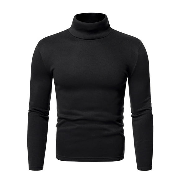 Mens Mock Turtleneck Sweater Long Sleeve Solid Color T-Shirts Basic Slim Fit Knitted Pullover Tees