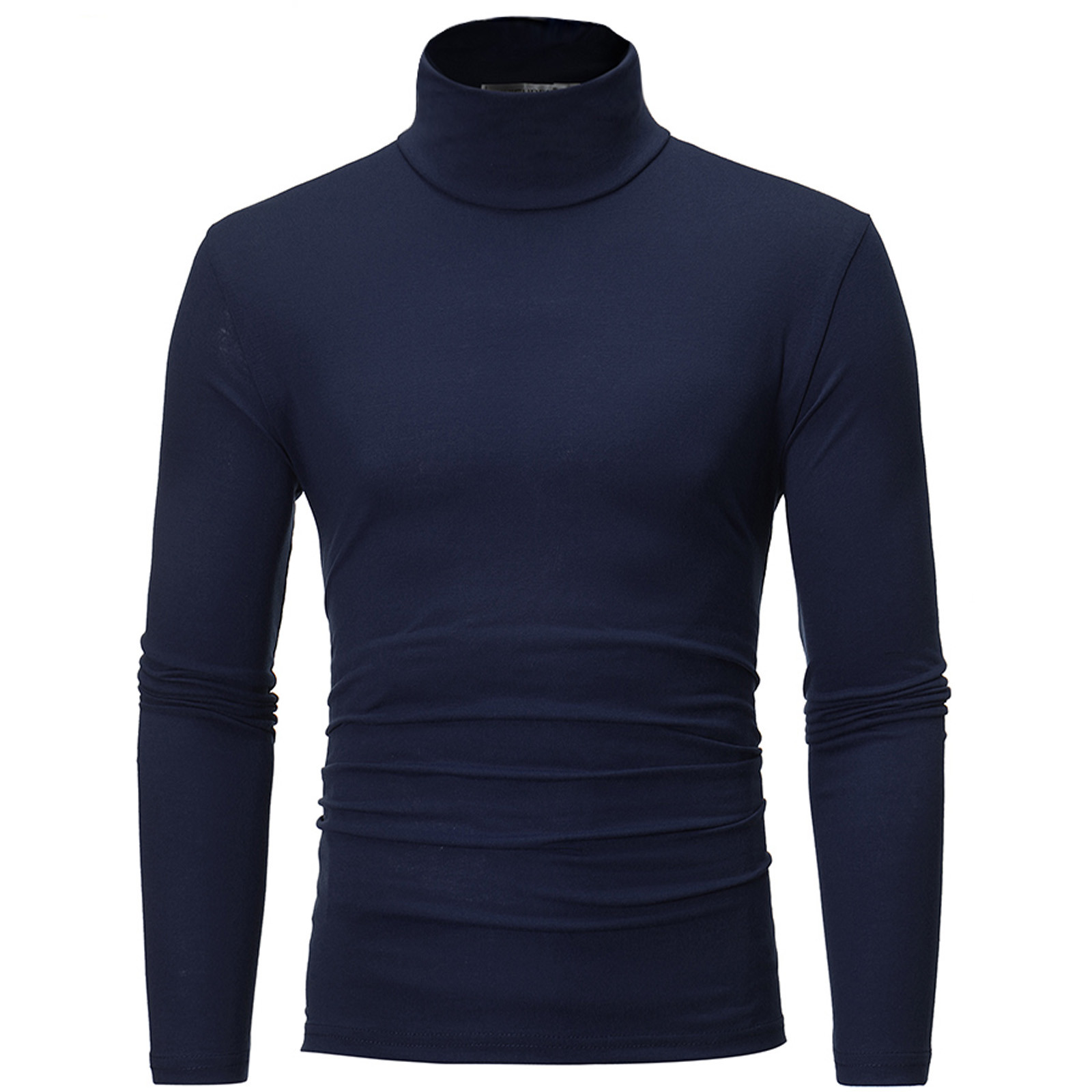 Mens Mock Turtleneck Sweater Long Sleeve Solid Color T-Shirts Basic ...