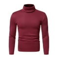 thumbnail image 1 of Mens Mock Turtleneck Sweater Long Sleeve Solid Color T-Shirts Basic Slim Fit Knitted Pullover Tees, 1 of 7