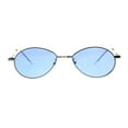 thumbnail image 1 of Mens Mod Oval Round Metal Rim Pimp Daddy Color Lens Sunglasses Silver Blue, 1 of 4