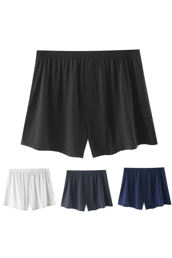 Mens Modal Boxer Shorts Loose Fit Lounge Pajama Sleep Shorts Plus Size Breathable Underwear Grey L