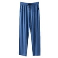 thumbnail image 1 of Mens Modal Sleeping Pants Big & Tall Comfy Pajamas Pants with Pocket Wide Leg Elastic Waist Sleepwear Bottoms Blue, 3XL, 1 of 3