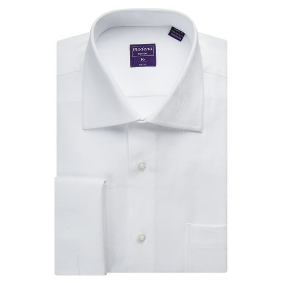Mens Modena White Textured French Cuff Dress Shirt 16 4-5