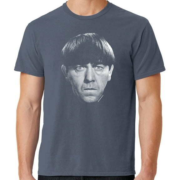 Mens Moe Howard Face Three 3 Stooges Tee Shirt, 4XL Denim Blue