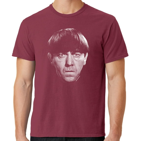 Mens Moe Howard Face Three 3 Stooges Tee Shirt, Large Merlot