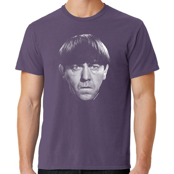 Mens Moe Howard Face Three 3 Stooges Tee Shirt, Large Vintage Plum