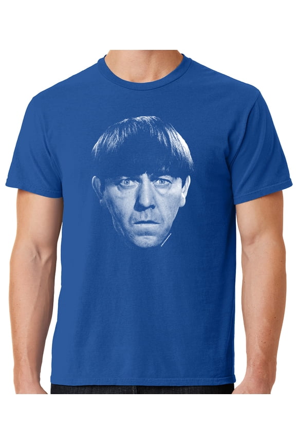 Mens Moe Howard Face Three 3 Stooges Tee Shirt, Medium Neon Blue