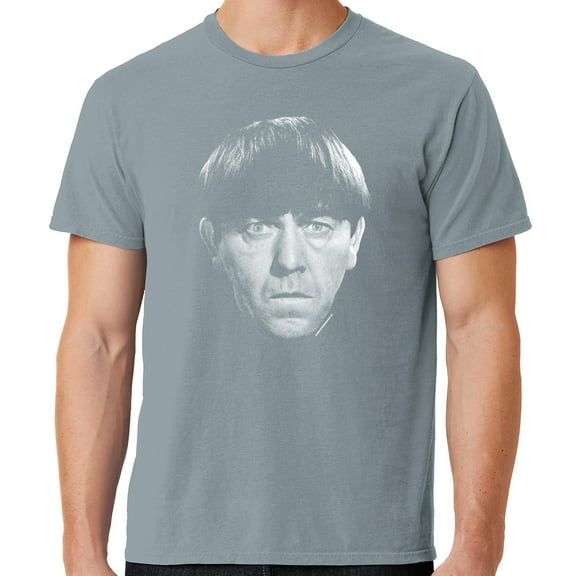 Mens Moe Howard Face Three 3 Stooges Tee Shirt, Small Dove Grey