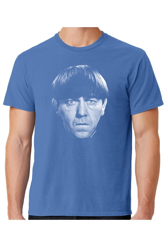 Mens Moe Howard Face Three 3 Stooges Tee Shirt, XL Blue Moon