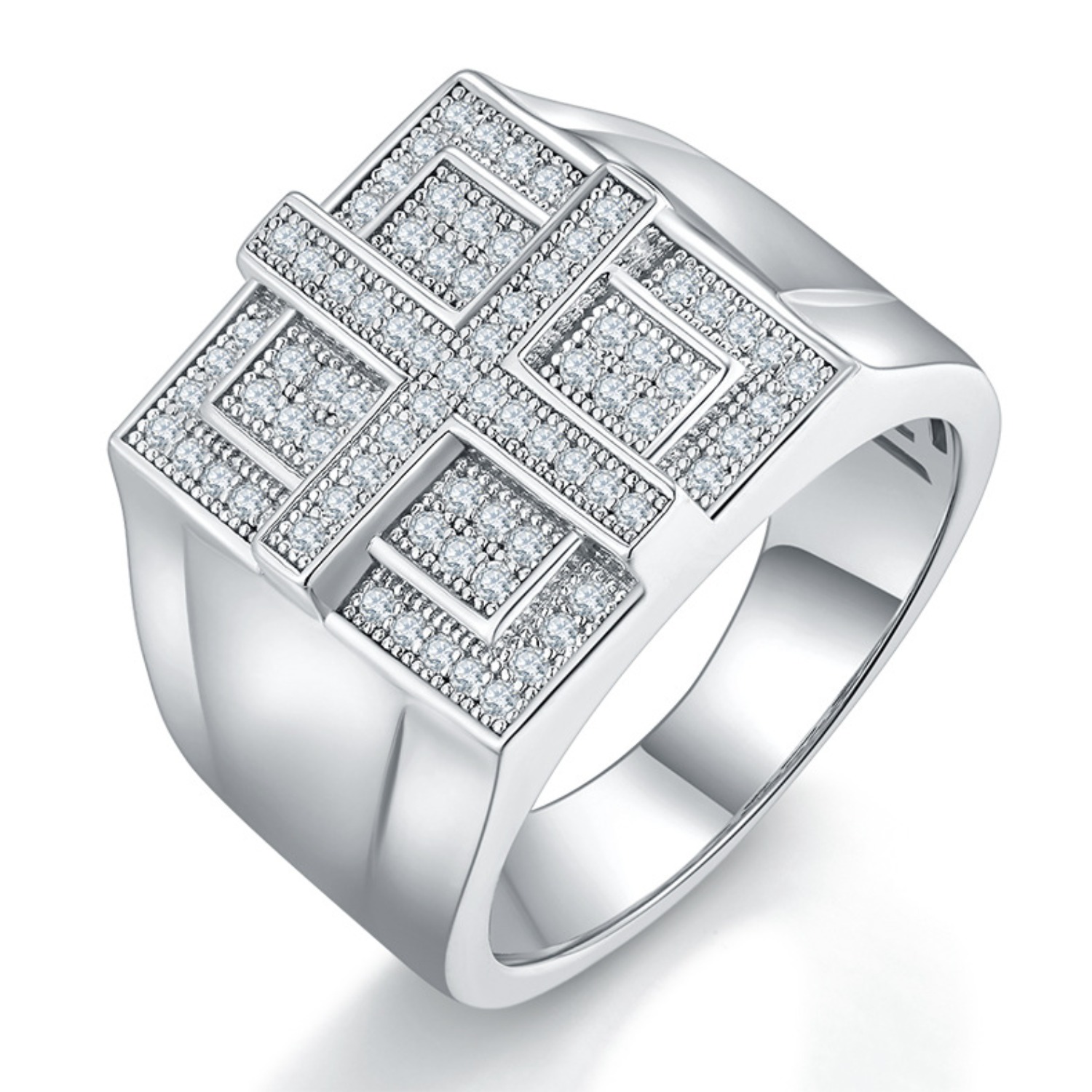 Mens Moissanite Ring 925 Sterling Silver Moissanite Iced Out Rings for Men Heavy Hip Hop Ring D E Color VVS1 Diamond Pave Rings Size 5 10 Walmart