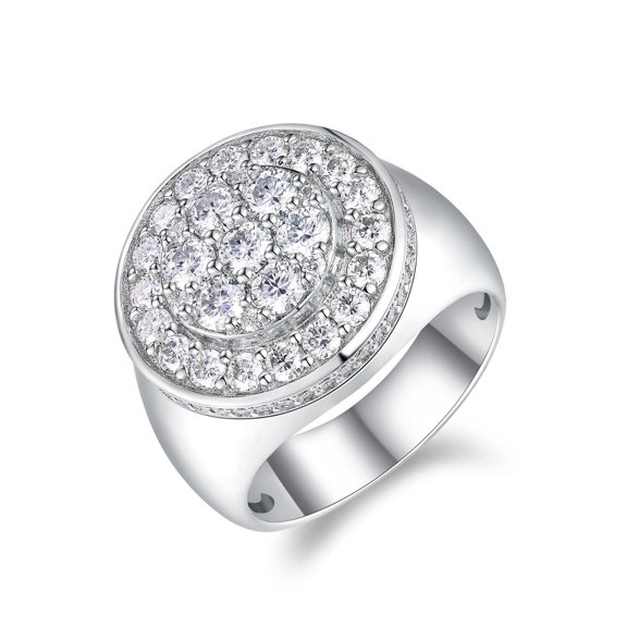 Mens Moissanite Ring D Color VVS1 Clarity Round Cut Cluster Diamond Ring 925 Sterling Silver Anniversary Wedding Band Ring Size 8-12