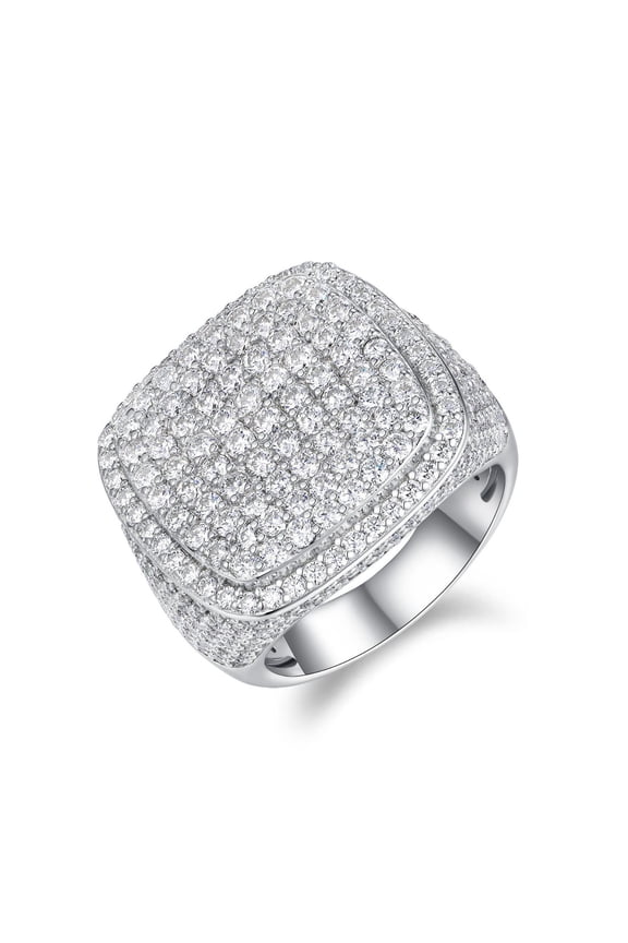 Mens Moissanite Rings D Color VVS1 Clarity Round Cut Cluster Diamond Ring 925 Sterling Silver Statement Party Cocktail Ring Jewellery Size 8-12