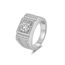 Mens Moissanite Wedding Band 3 Carat Engagement Ring 925 Sterling Silver Gold Ring for Men D Color VVS1 Clarity Lab Created Round Cut Diamond Rings Size 7-12