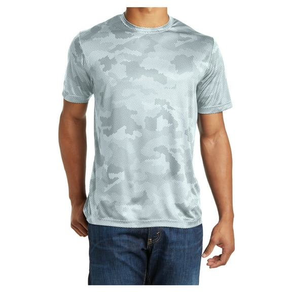 Mens Moisture Wicking CamoHex Polyester T-Shirt White XL