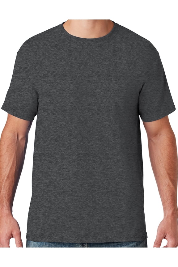 Mens Moisture-Wicking Cotton/Poly T-shirt, 2XL Black Heather