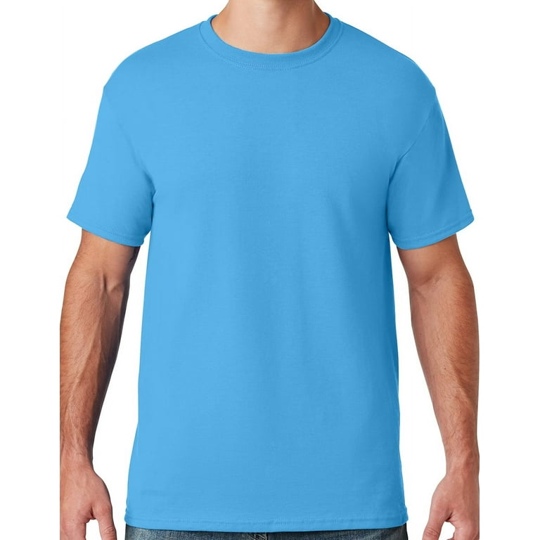 Mens Moisture-Wicking Cotton/Poly T-shirt, 4XL Aqua Blue