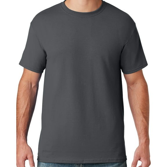 Mens Moisture-Wicking Cotton/Poly T-shirt, 4XL Charcoal Grey
