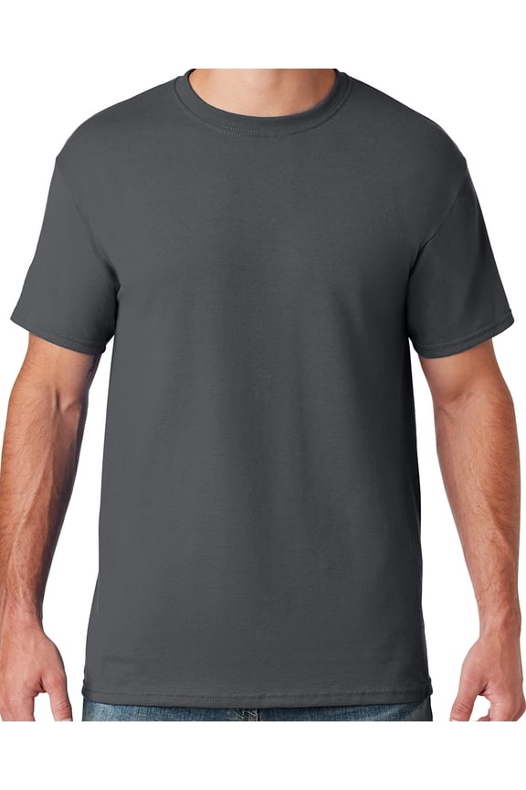 Mens Moisture-Wicking Cotton/Poly T-shirt, 4XL Charcoal Grey