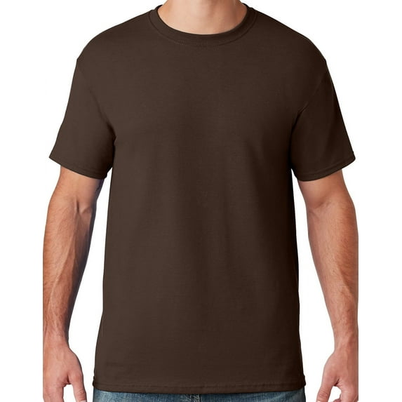 Mens Moisture-Wicking Cotton/Poly T-shirt, 4XL Chocolate Brown