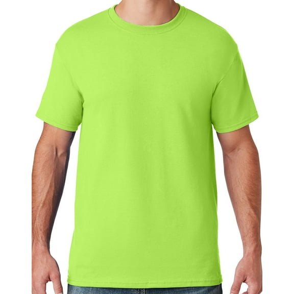 Mens Moisture-Wicking Cotton/Poly T-shirt, 5XL Neon Green