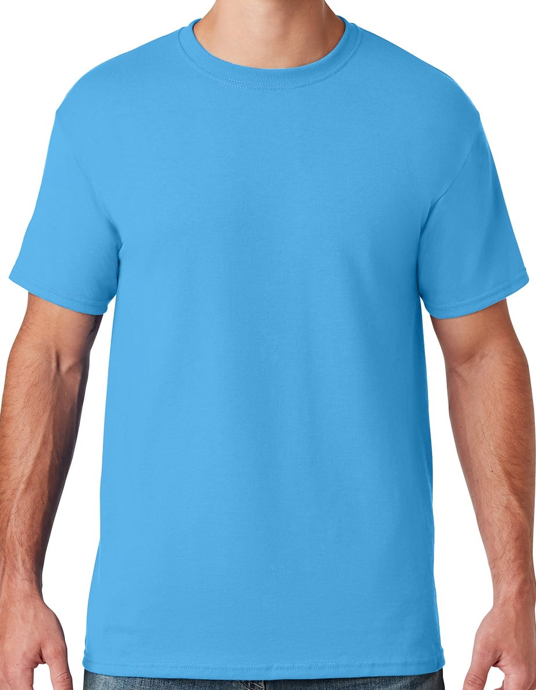 Mens Moisture-Wicking Cotton/Poly T-shirt, Medium Aqua Blue