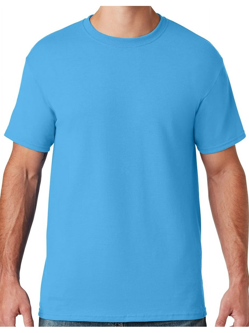 Mens Moisture-Wicking Cotton/Poly T-shirt, Medium Aqua Blue