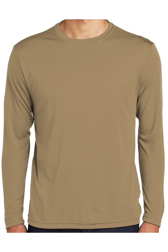 Mens Moisture-Wicking Lightweight Long Sleeve T-shirt, Extra-Small Coyote Brown
