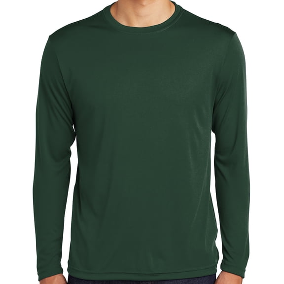 Mens Moisture-Wicking Lightweight Long Sleeve T-shirt, Large Forest Green