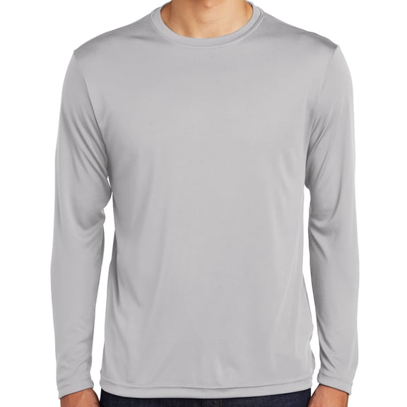 Mens Moisture-Wicking Lightweight Long Sleeve T-shirt, Large Silver