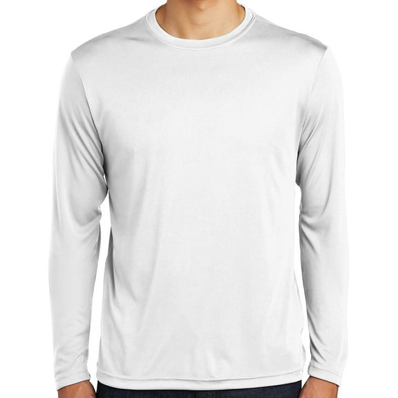 Mens Moisture-Wicking Lightweight Long Sleeve T-shirt, Large White