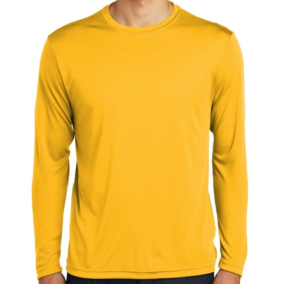 Mens Moisture-Wicking Lightweight Long Sleeve T-shirt, Small Gold
