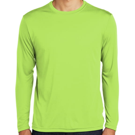 Mens Moisture-Wicking Lightweight Long Sleeve T-shirt, XL Lime Shock