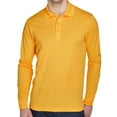 thumbnail image 1 of Mens Moisture-Wicking Long Sleeve Polo Shirt - Gold, 2XL, 1 of 1