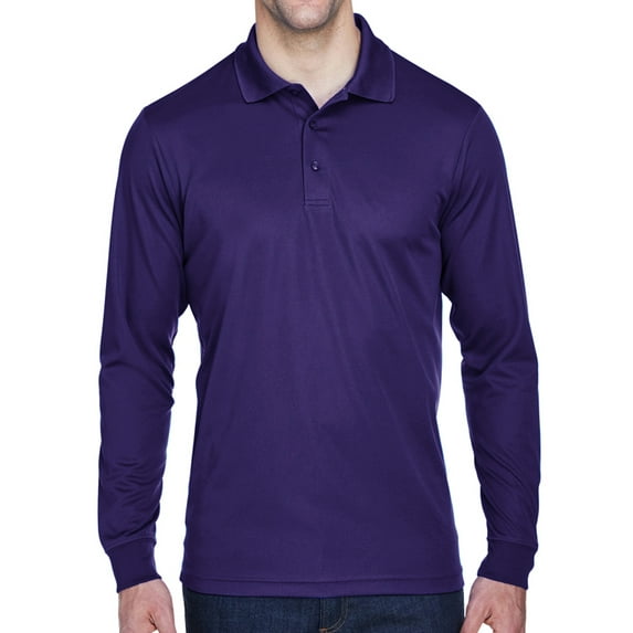 Mens Moisture-Wicking Long Sleeve Polo Shirt - Purple, 5XL