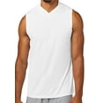thumbnail image 1 of Mens Moisture-Wicking Sleeveless Muscle Hoodie Tee Shirt, Large White, 1 of 4