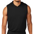 thumbnail image 1 of Mens Moisture-Wicking Sleeveless Muscle Hoodie Tee Shirt, Small Black, 1 of 4