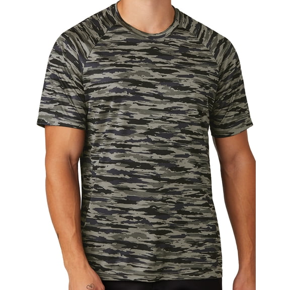 Mens Moisture-Wicking UV-Protection Modern Camo Tee Shirt, Large True Navy