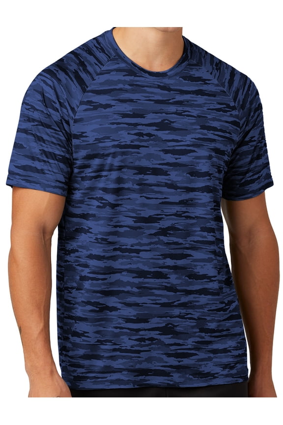 Mens Moisture-Wicking UV-Protection Modern Camo Tee Shirt, Medium True Royal Blue
