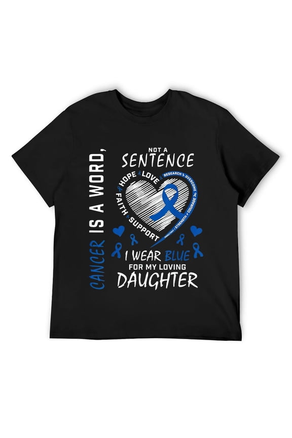 Mens Mom Dad I Wear Blue For My Daughter Colon Cancer Awareness T-Shirt Black