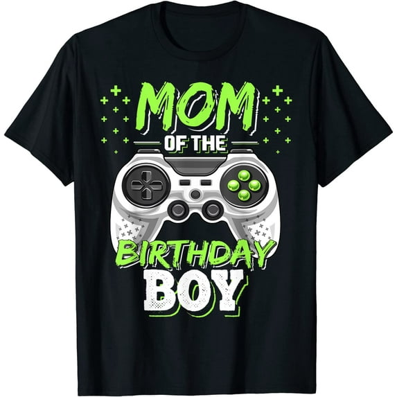 Mens Mom of the Birthday Boy Womens Matching Video Gamer Birthday Party T-Shirt Black Tshirt