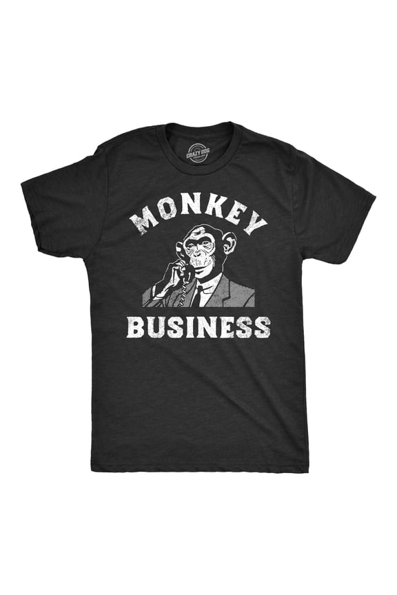 Mens Monkey Business T shirt Funny Primate Office Job Joke Tee for Guys Graphic Tees