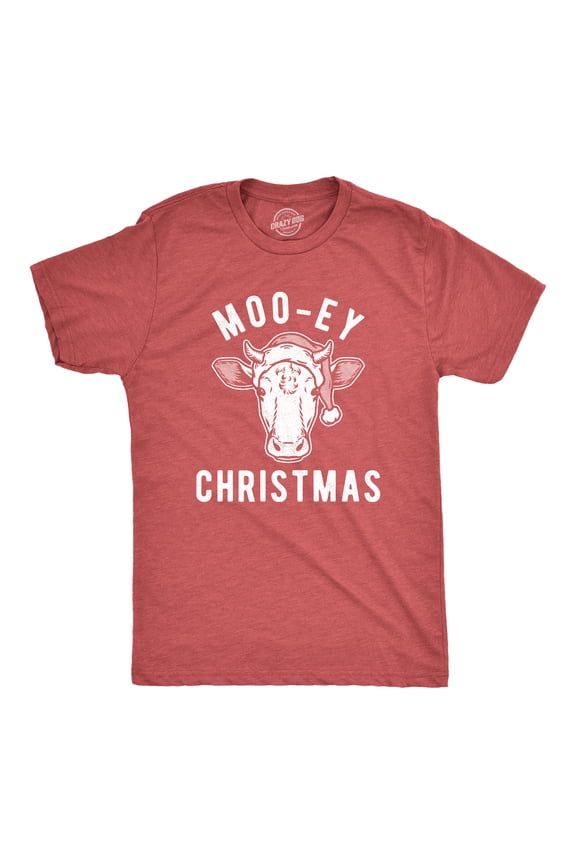 Mens Moo-ey Christmas T Shirt Funny Holiday Festive Cow Merry Xmas Graphic Tee Graphic Tees