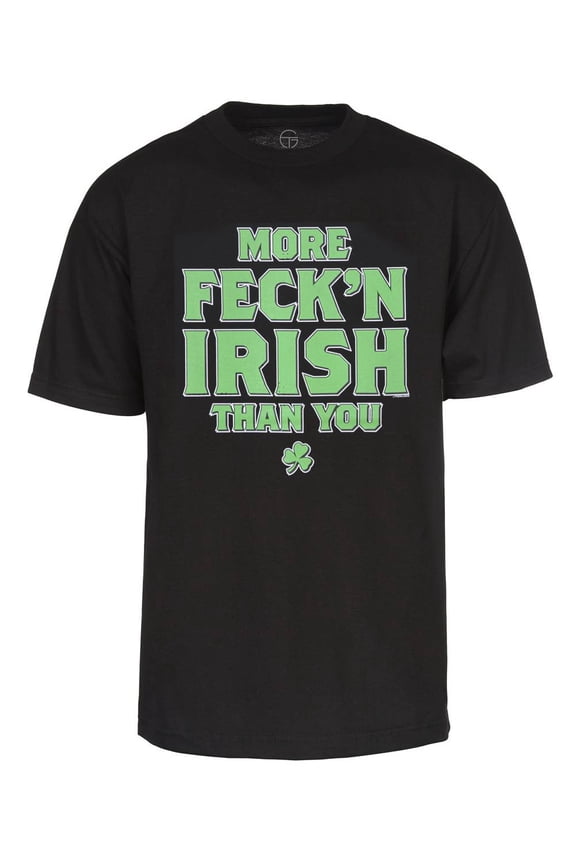 Mens More Feck'n Irish Than You Short-Sleeve T-Shirt - Black, Large