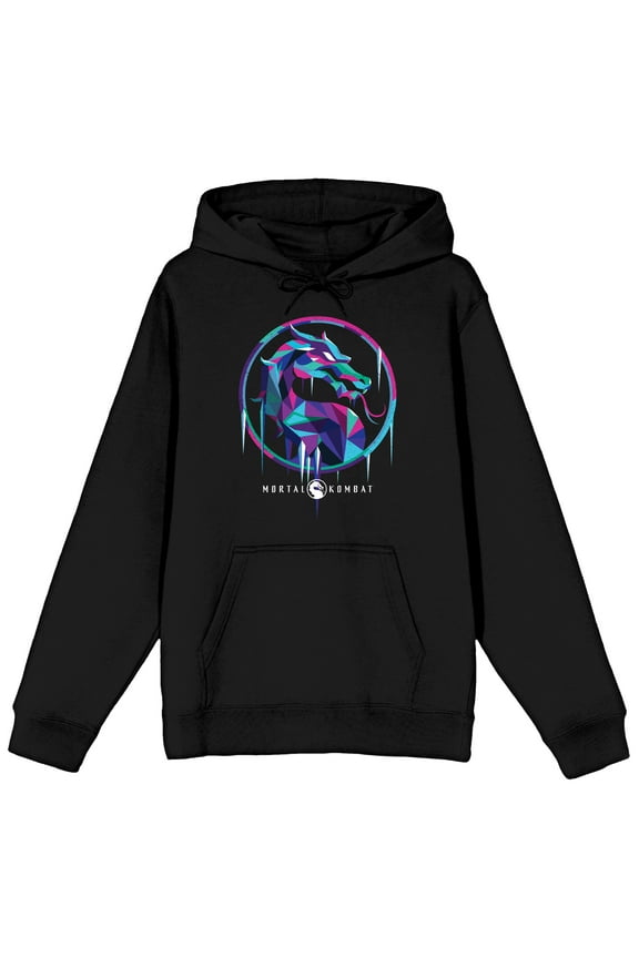 Mens Mortal Kombat Dragon Logo Sub Zero Black Hooded Sweatshirt-M