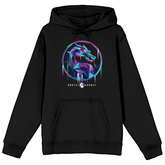 Mens Mortal Kombat Dragon Logo Sub Zero Black Hooded Sweatshirt-XXL