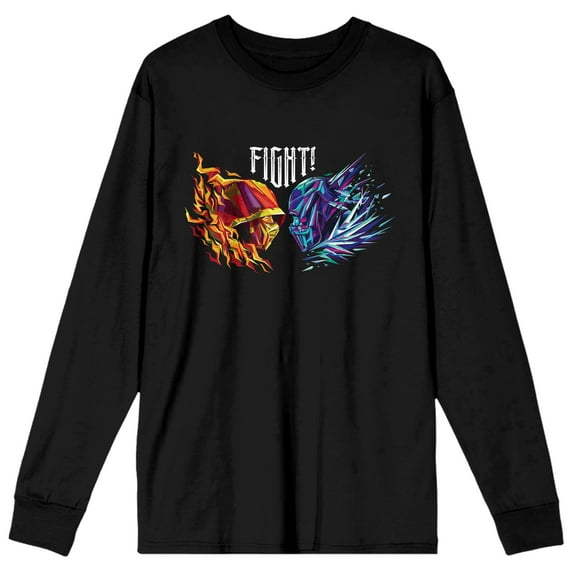 Mens Mortal Kombat Face Off Black Long Sleeve Shirt-L