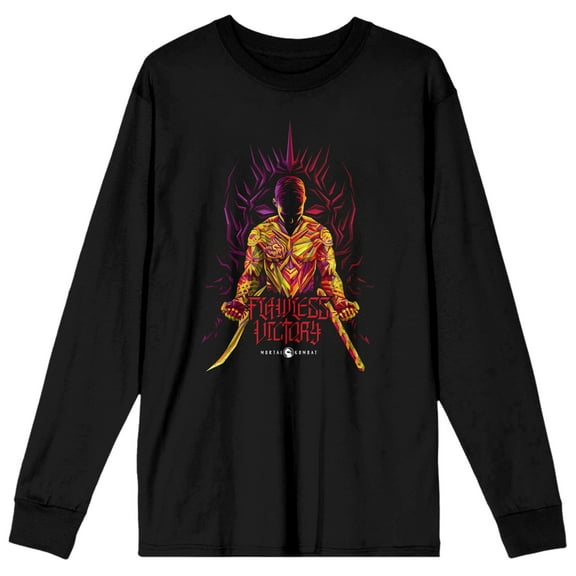 Mens Mortal Kombat Flawless Victory Black Long Sleeve Shirt-XS