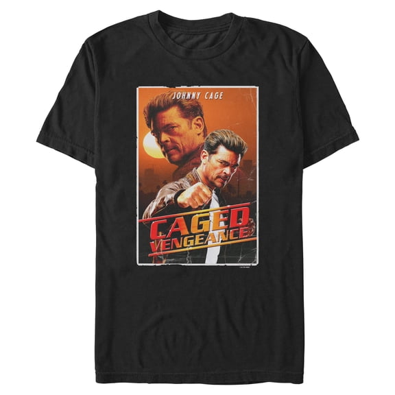 Mens Mortal Kombat II Johnny Cage Caged Vengeance Retro Poster T Shirt